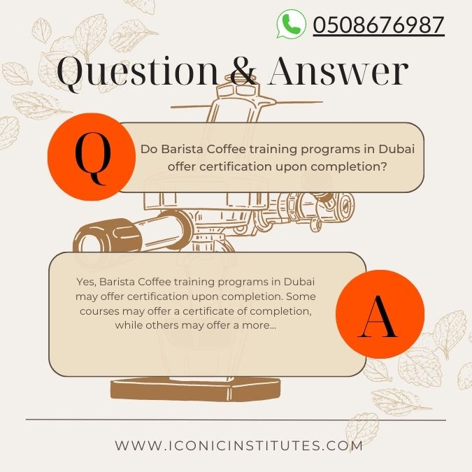 Barista Coffee training programs Completion Certification - Iconic Training Institute